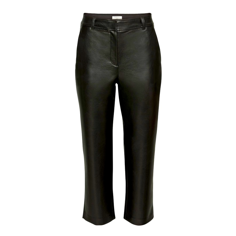 Size 4 Aritzia Babaton Command Cropped Black Vegan Leather mid-rise pants!